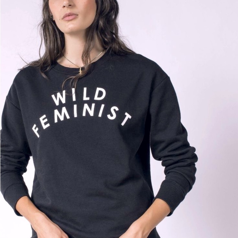 Wildfang black Wild Feminist pullover sweatshirt size small